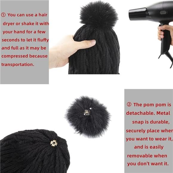 DASMINI Women/Girls Thick Warm Winter Hat & Infinity Scarf Set with Faux Fur Pom main image 6